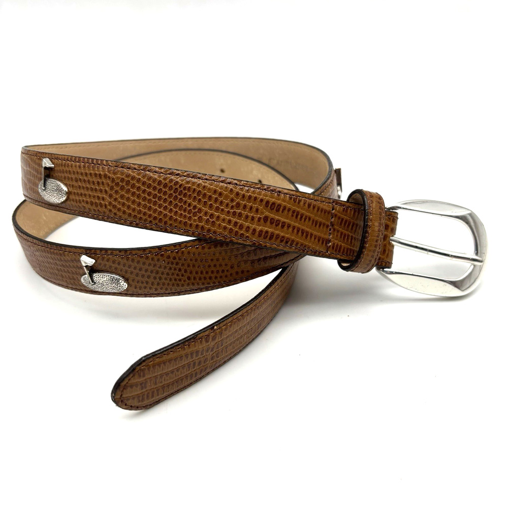 Vintage 90s Canterbury Tan Lizard Embossed Leather Concho Belt M 31-35" Canada
